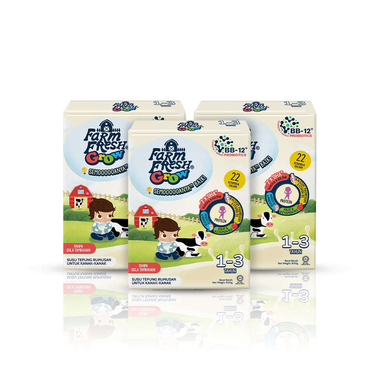 Farm Fresh Grow Powder 1-3 Years Old 800g x 3 Packs