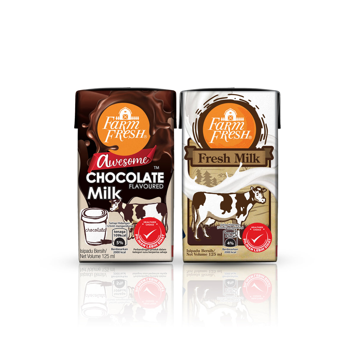 Farm Fresh UHT Chocolate 125ml x 32 Packs + Farm Fresh UHT Fresh Milk 125ml x 32 Packs