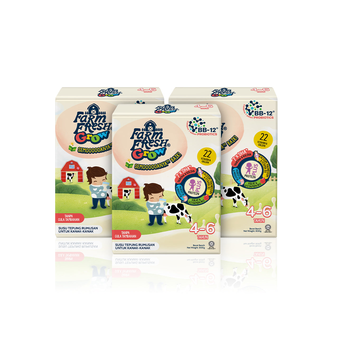 Farm Fresh Grow Powder 4-6 Years Old 800g x 3 Packs