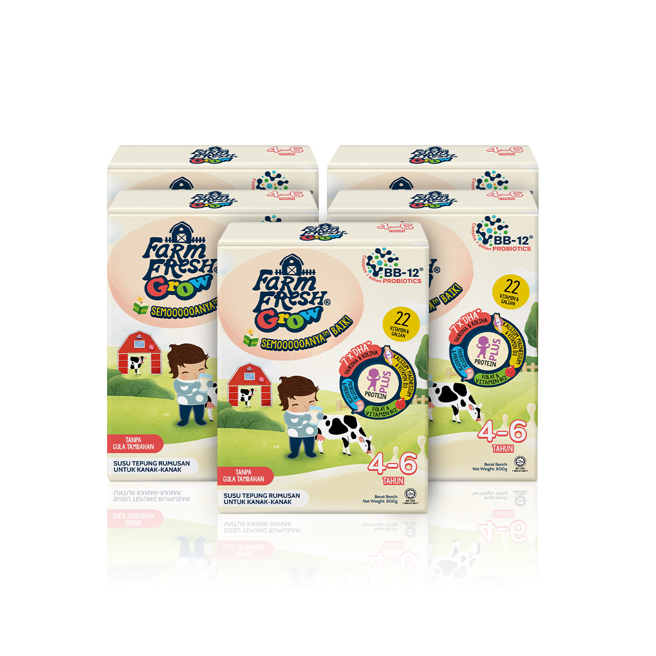 Farm Fresh Grow Powder 4-6 Years Old 800g x 5 Packs Bundle