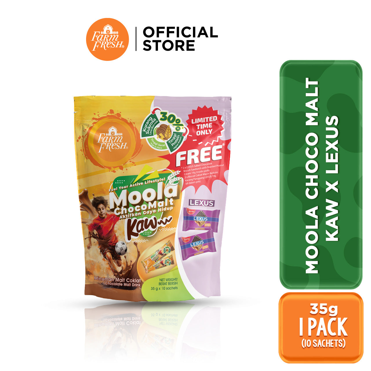 Farm Fresh Choco Malt Powder KAW 35g x 10 sachet X Lexus