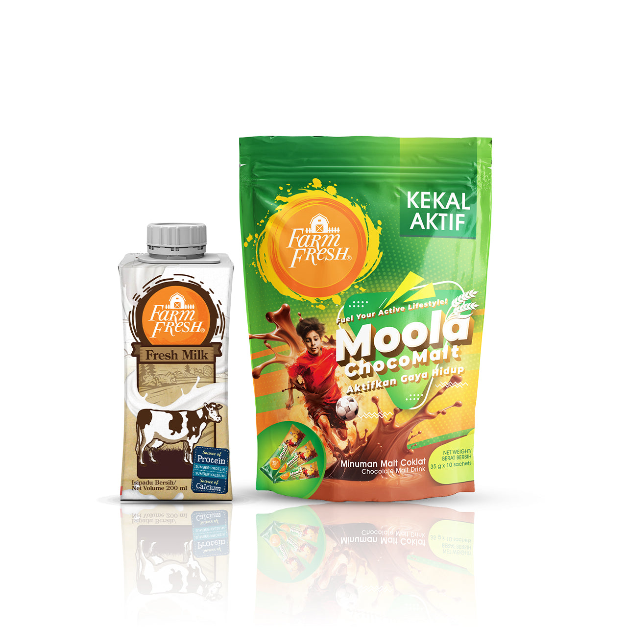 Farm Fresh UHT Fresh Milk 200ml x 24 Packs +  Farm Fresh Choco Malt Powder 35g x 10 sachet X Lexus