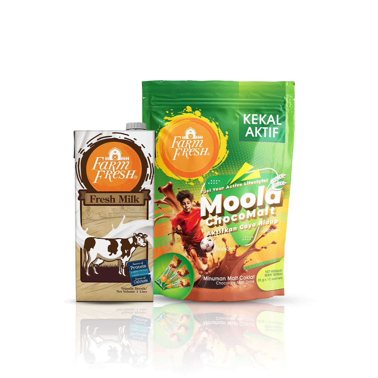 Farm Fresh UHT Fresh Milk 1L x 1 Pack + Farm Fresh Choco Malt Powder 35g x 10 sachet X Lexus