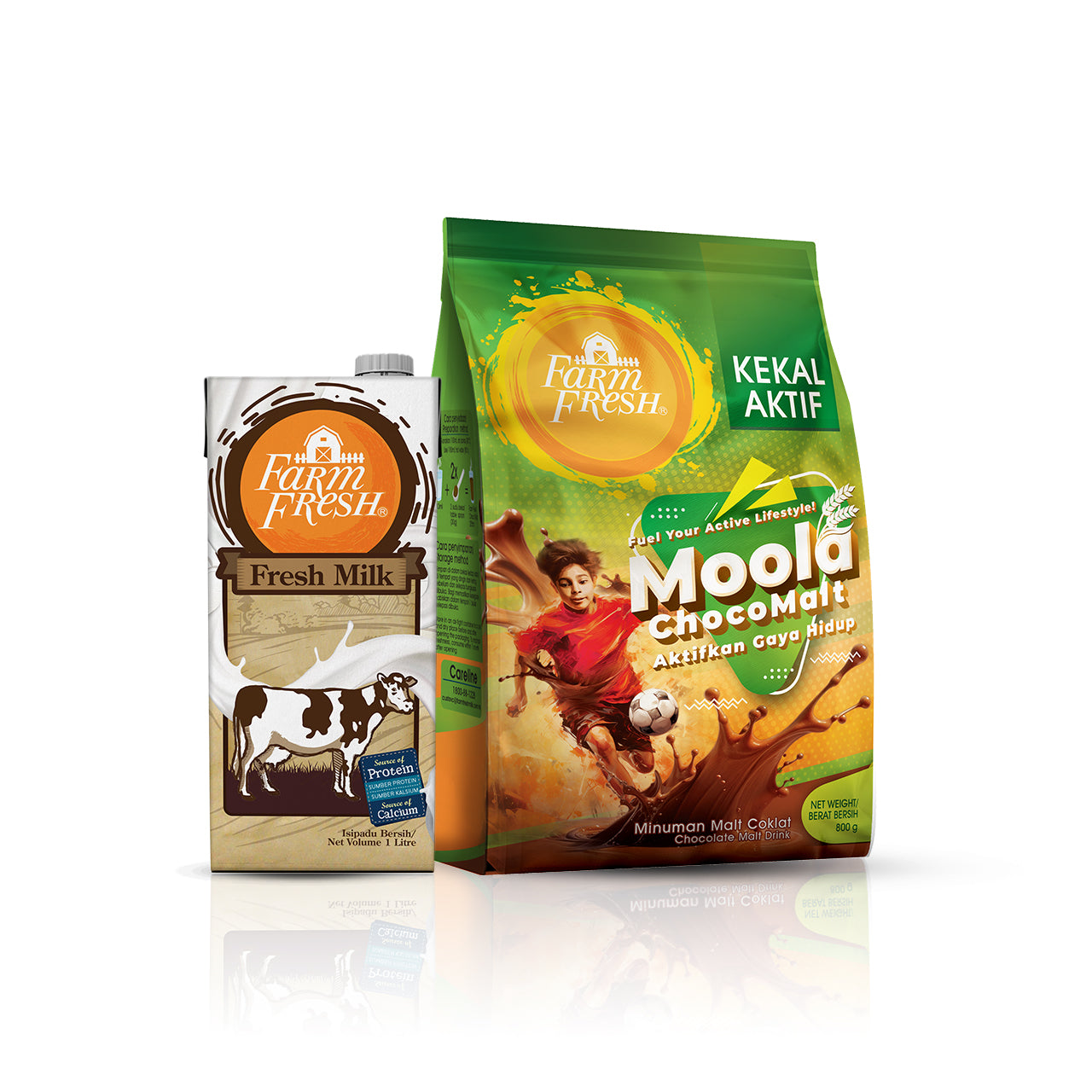 Farm Fresh UHT Fresh Milk 1L x 1 Pack + Farm Fresh Choco Malt Powder 800g 1 Pack